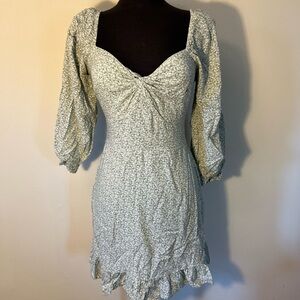 Hollister green floral cottage core mini dress